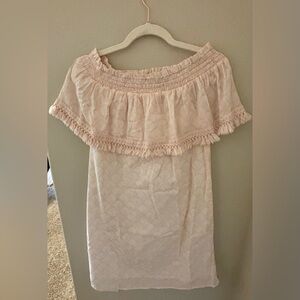 Hatley Off The Shoulder Olivia Dress Pink & White Size Small